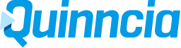 Quinncia logo on a blue backdrop