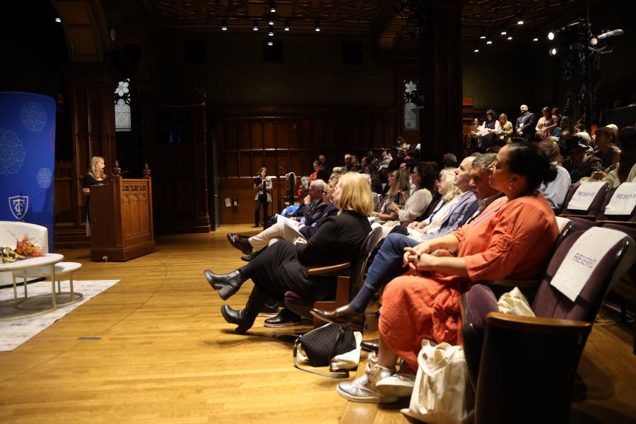 Roberta Albert addressing the TC Alumni Day 2024 audience