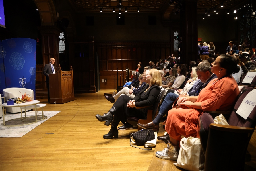 Tom Bailey standing addressing the TC Alumni Day 2024 audience