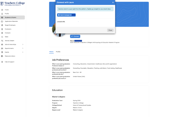 Alumni Connect Messaging Feature