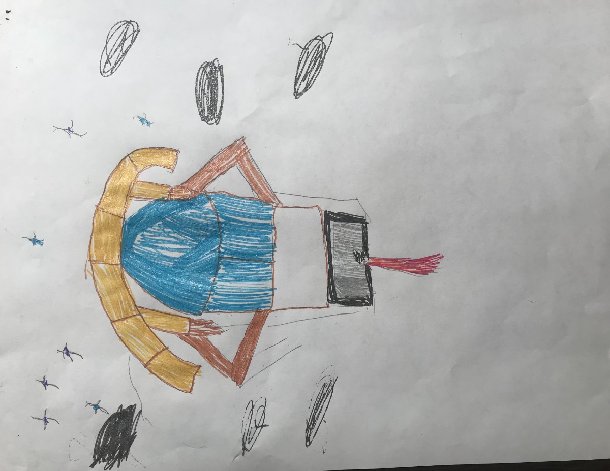 Kokoska's illustration of her favorite choose your own adventure ending of a rocket