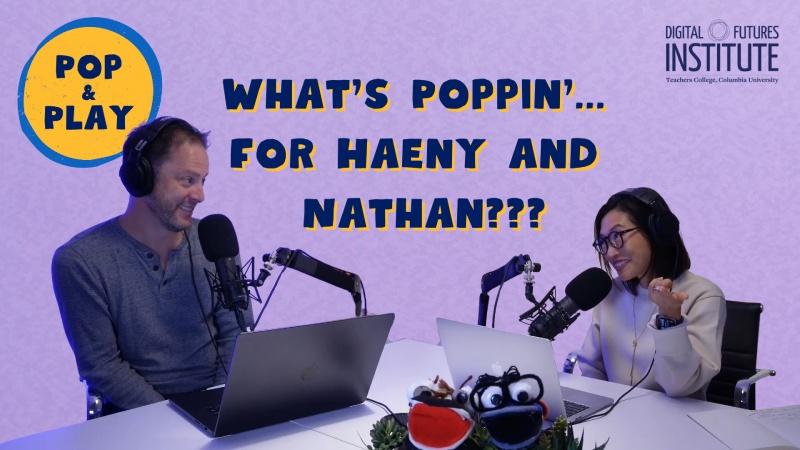 Pop and Play Season 6 Episode 2 cover - Haeny and Nathan sitting in the studio against a purple background that says the title of the page