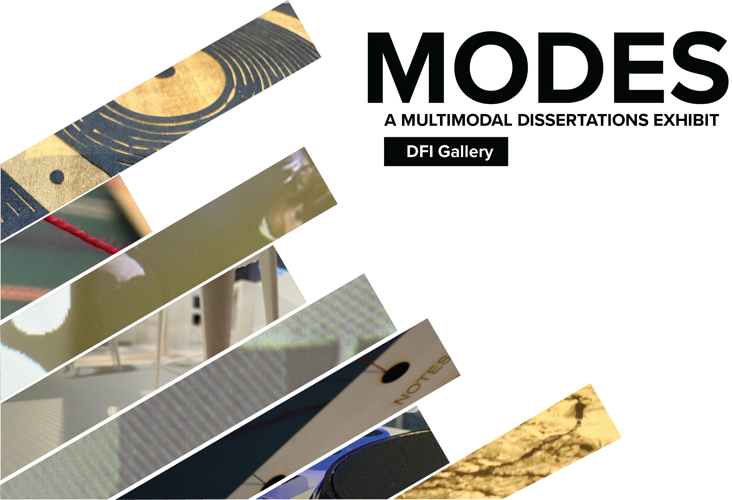 MODES LOGO showing small wedges of each art piece in the exhibit