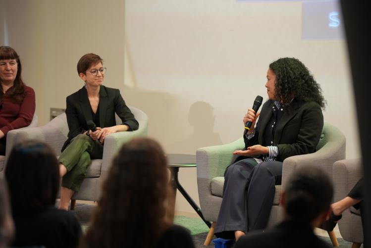 Sarah Gerth van den Berg and Jackie Simmons in a panel