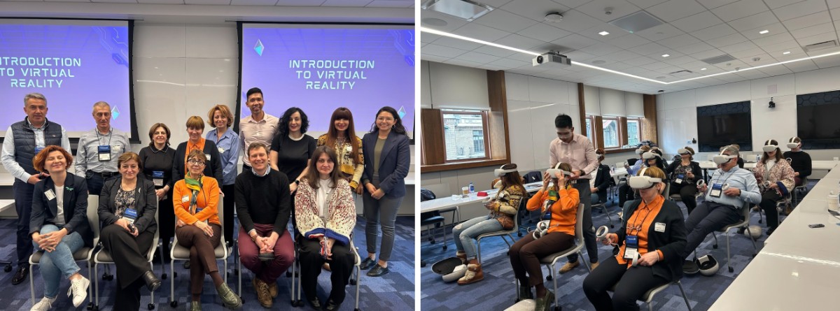 Two images side by side of participants and activities