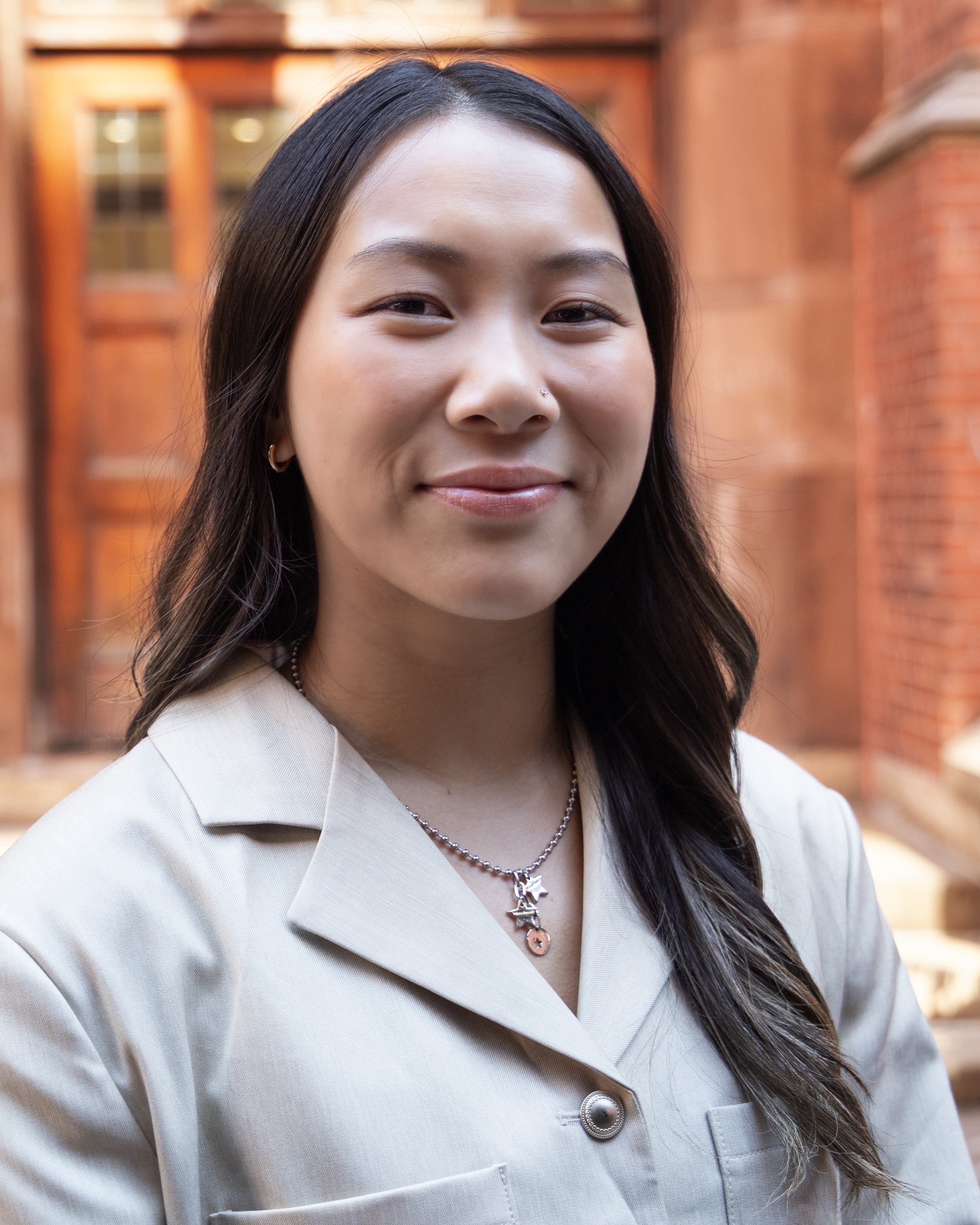 Jamie smiles at the camera