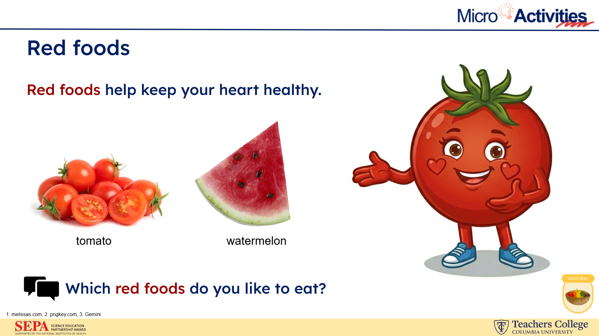 Part of a Micro-Activity where students learn about naturally red foods.