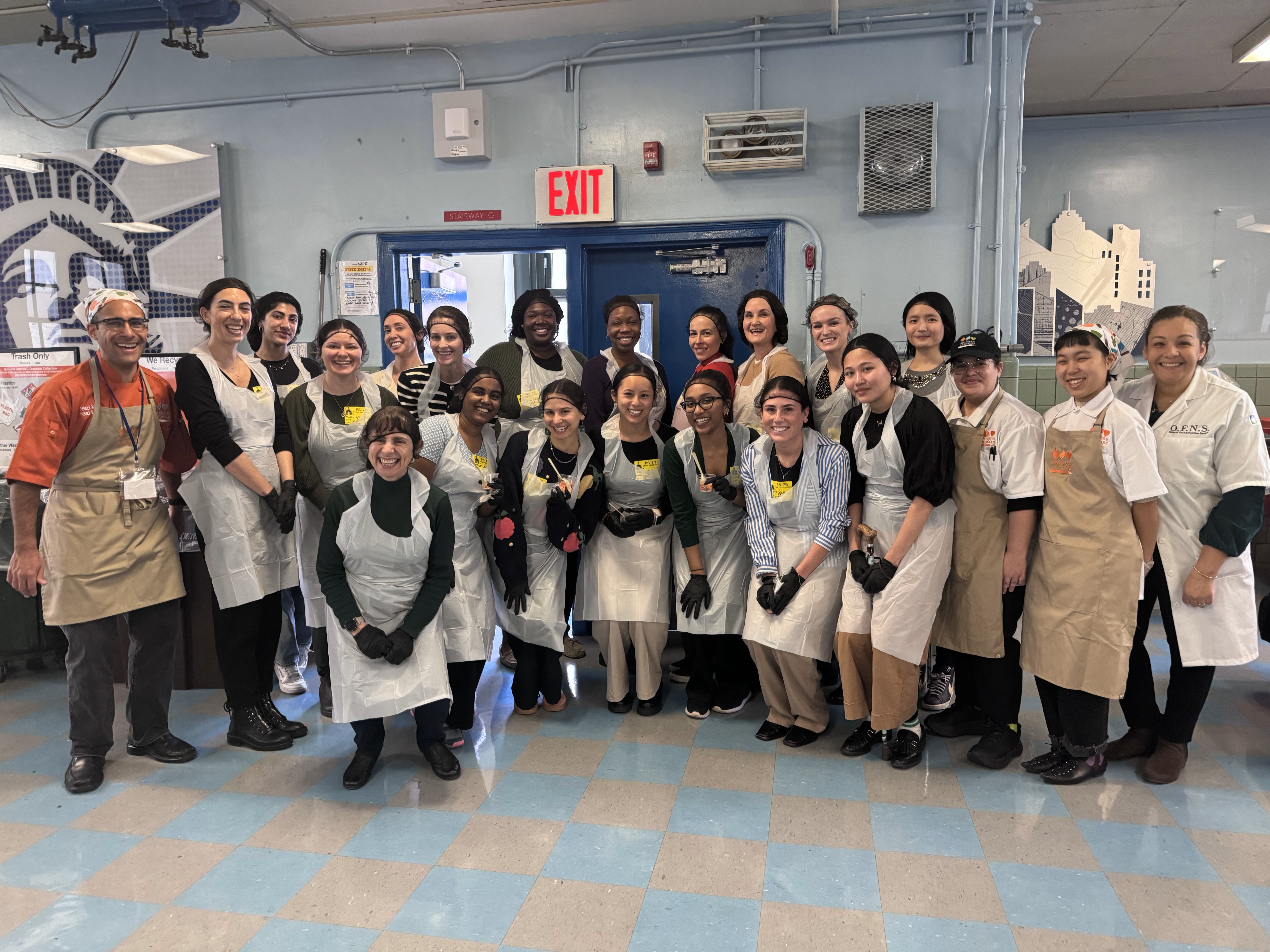 Group of students at food service site