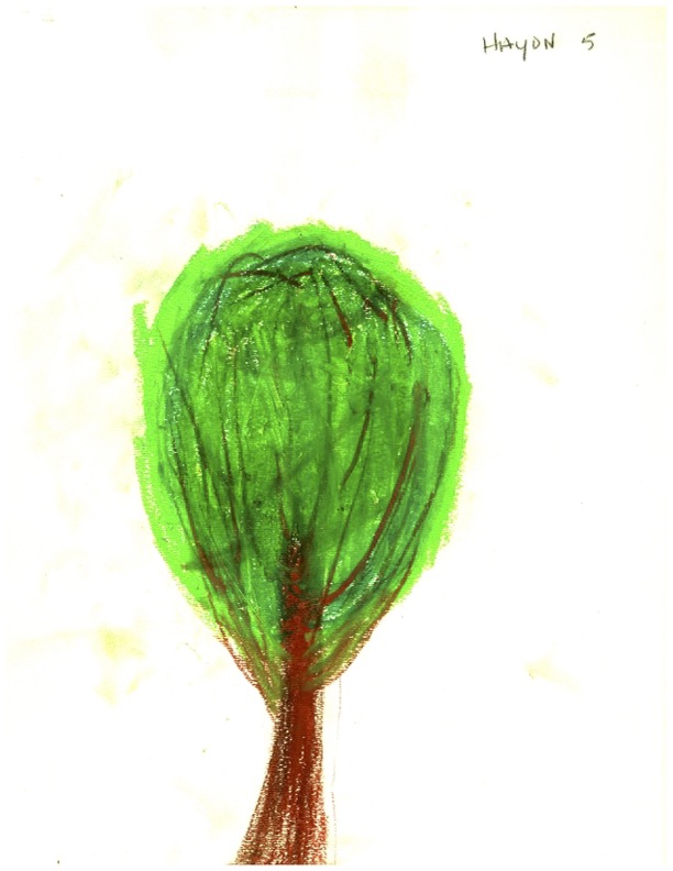 oil pastel drawing of a tree