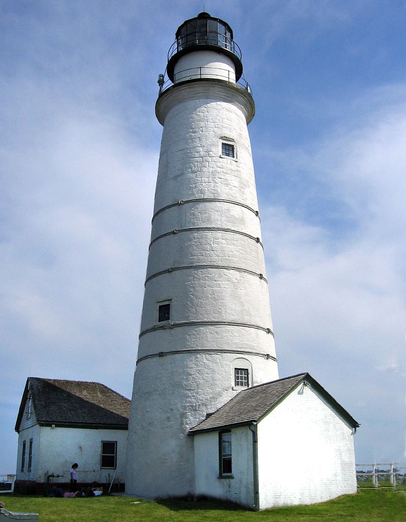 Close Up Of Boston Light, tower and structures