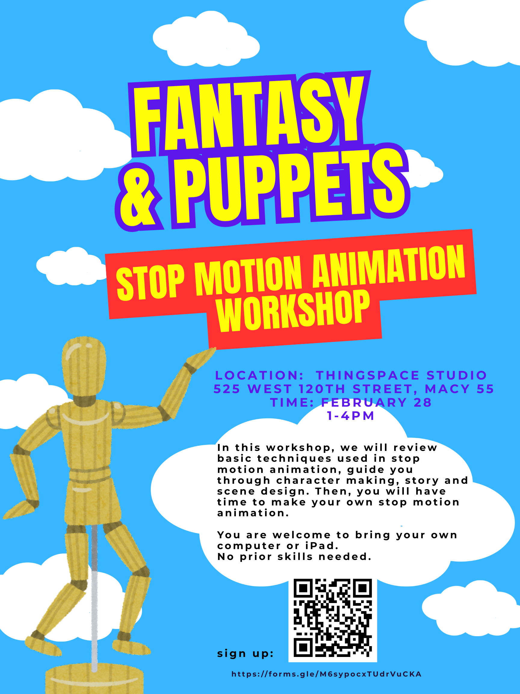 Stop Motion Animation workshop flyer