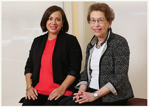 PREPARATION FOR LIFE
Teen pregnancy in the United States results in 400,000 births annually.
Alumna Mary Edlow (M.A. ’67; right, with faculty member Aurelie Athan) is funding
a new TC Sexual/Reproductive Literacy Project to help young people understand
their own attitudes toward sex and parenting.