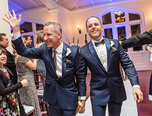 Tom Rock (R), TC's Vice Provost for Student Affairs, and longtime partner Terry Cosentino (Photo Credit: Lauren Lancaster for The New York Times)