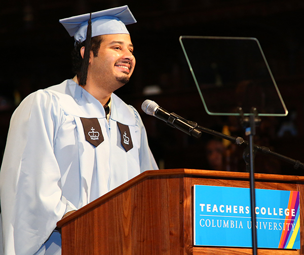 TRANSFORMED BY TC Student speaker Usama Javed Mirza called TC 