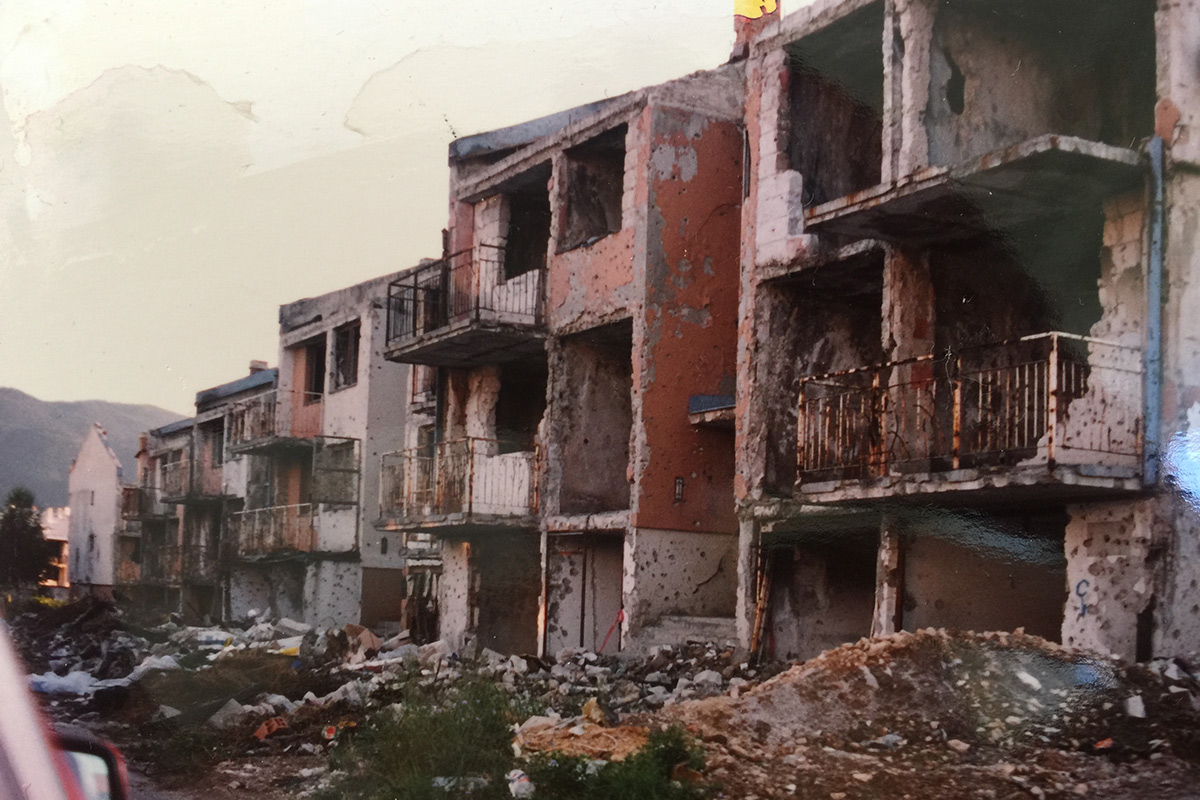 Bombed out buildings in Sarajevo, Bosnia