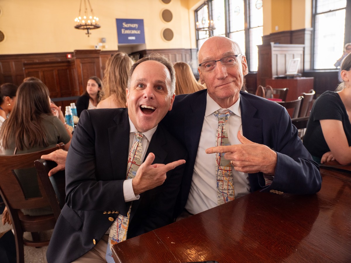 Friendly faces: President Bailey and Tom Rock at NSO.