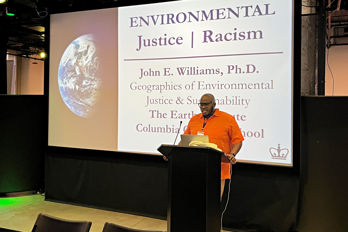 John E. Williams delivers a presentation at the 2024 Summer Climate Institute