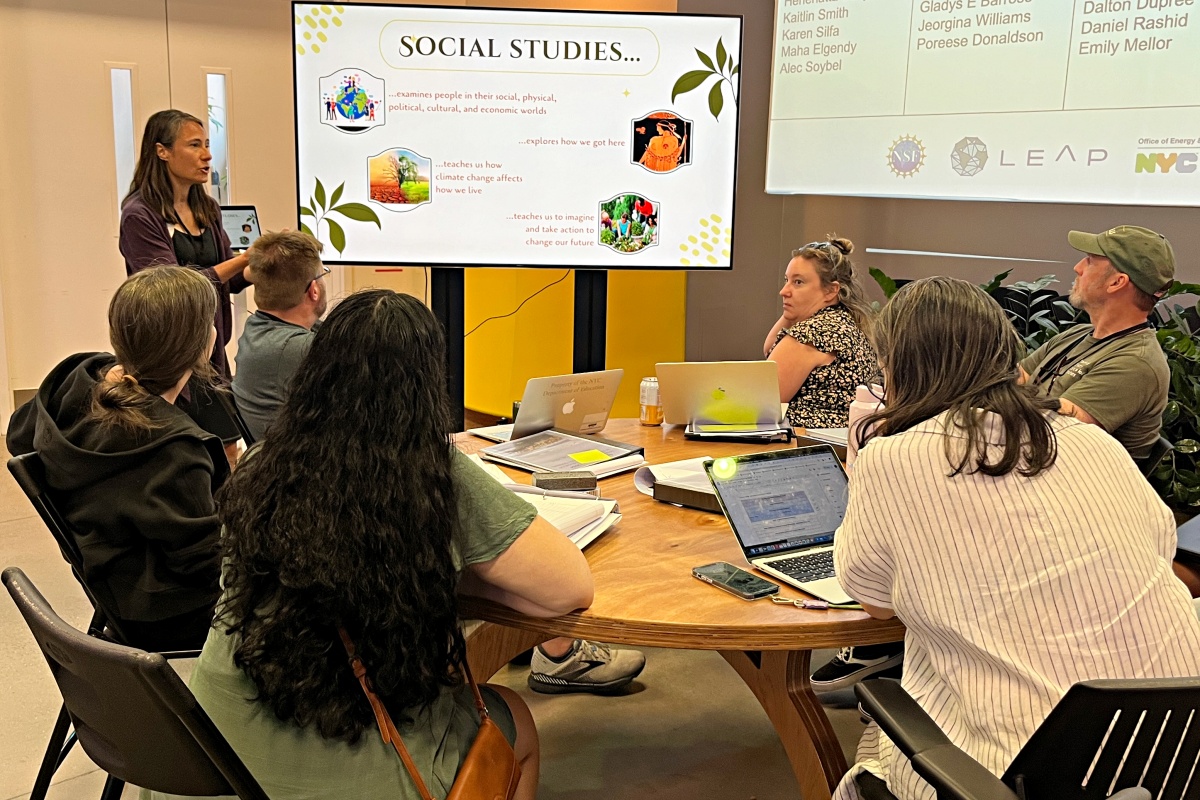 Sandra Schmidt instructing educators during the Summer Climate Institute