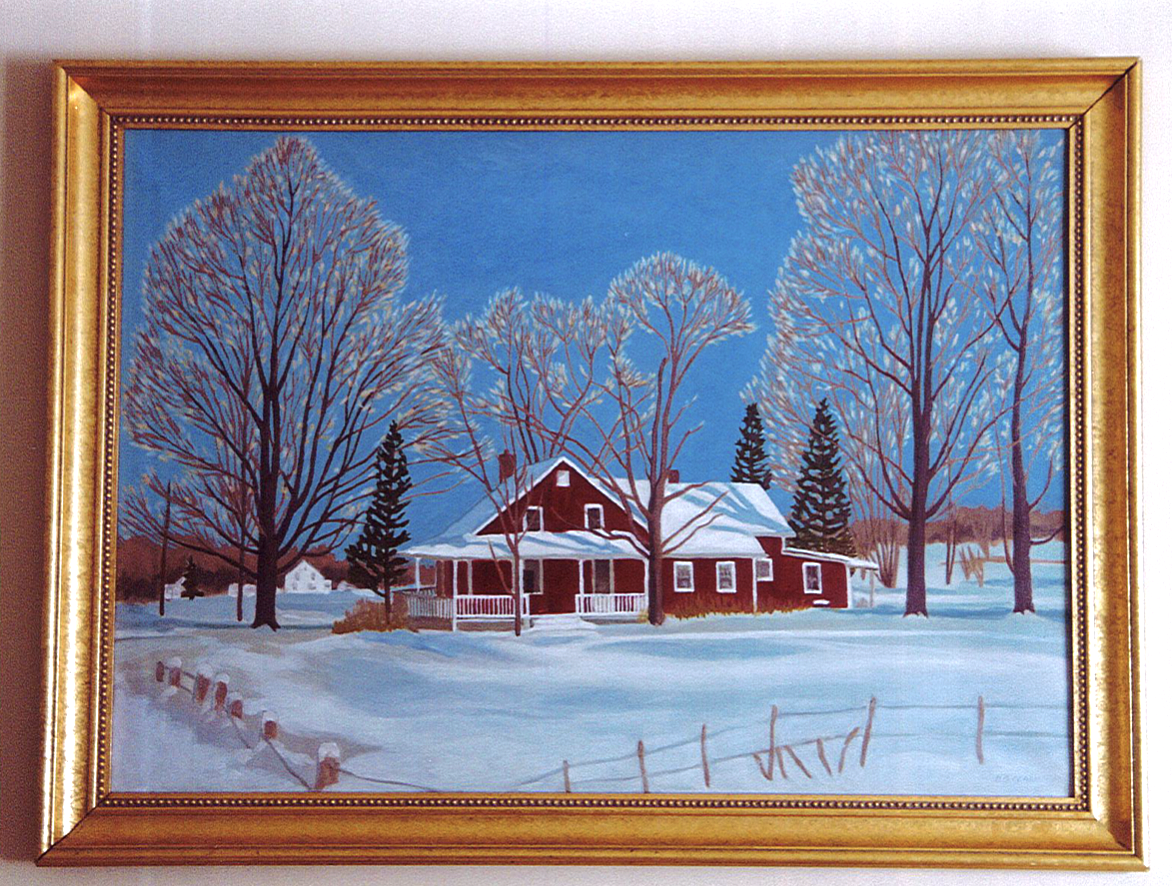 Painting of winter landscape.