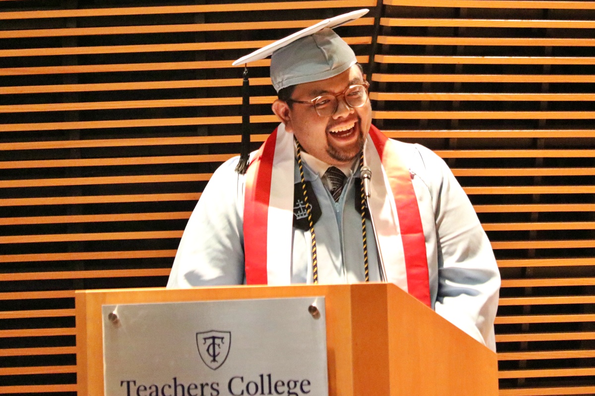 Student speaker at the first generation and diversity ceremony