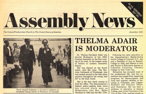 Meeting in Baltimore in 1976, the General Assembly elected Adair the denomination’s first African American Moderator. (Photo courtesy of Presbyterian Historical Society)