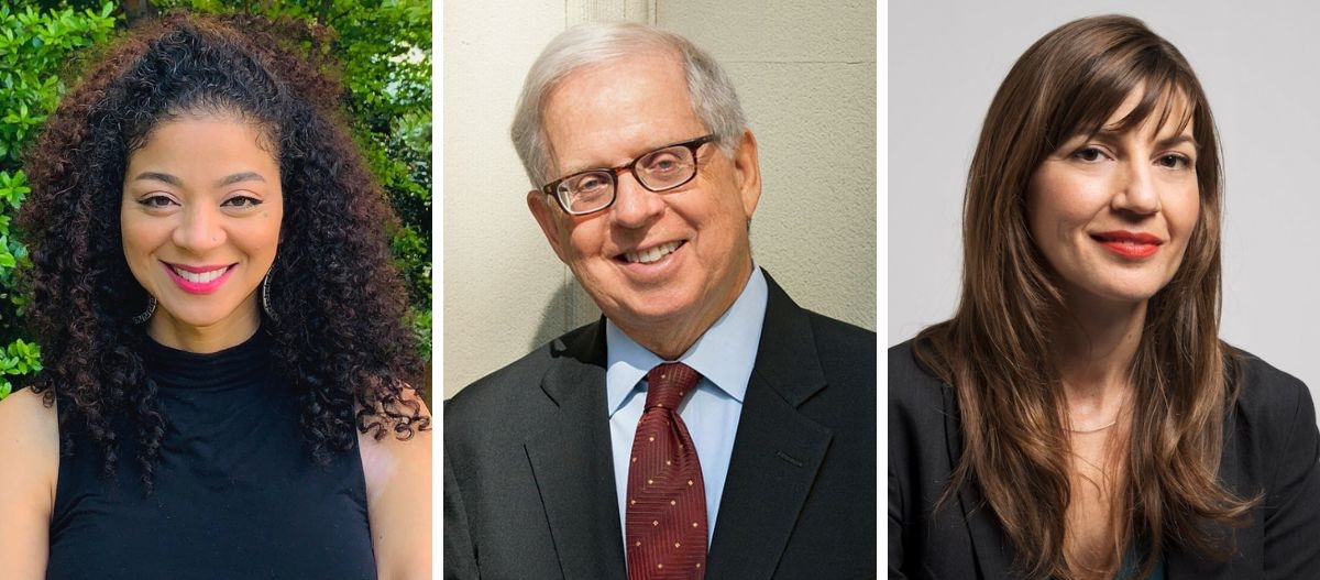 Composite image with headshots of Sonya Douglass, Michael Rebell, and Sarah Hinger