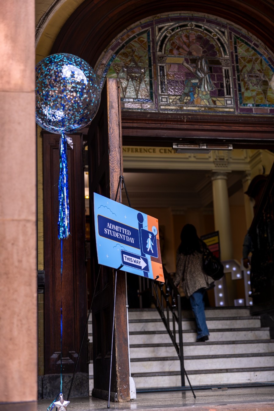 Students entering campus.