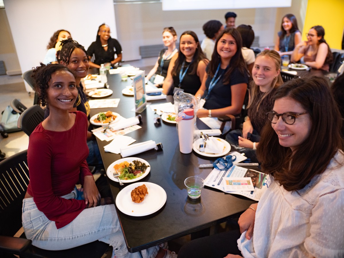 Pictured: Students eating lunch.