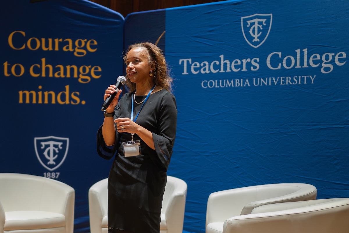 Jennifer Cadenhead gives remarks ar the tisch food ed conference