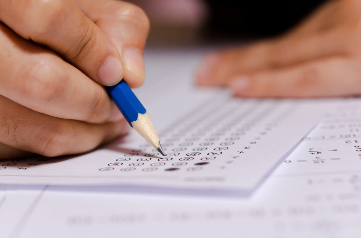 Student taking a test.