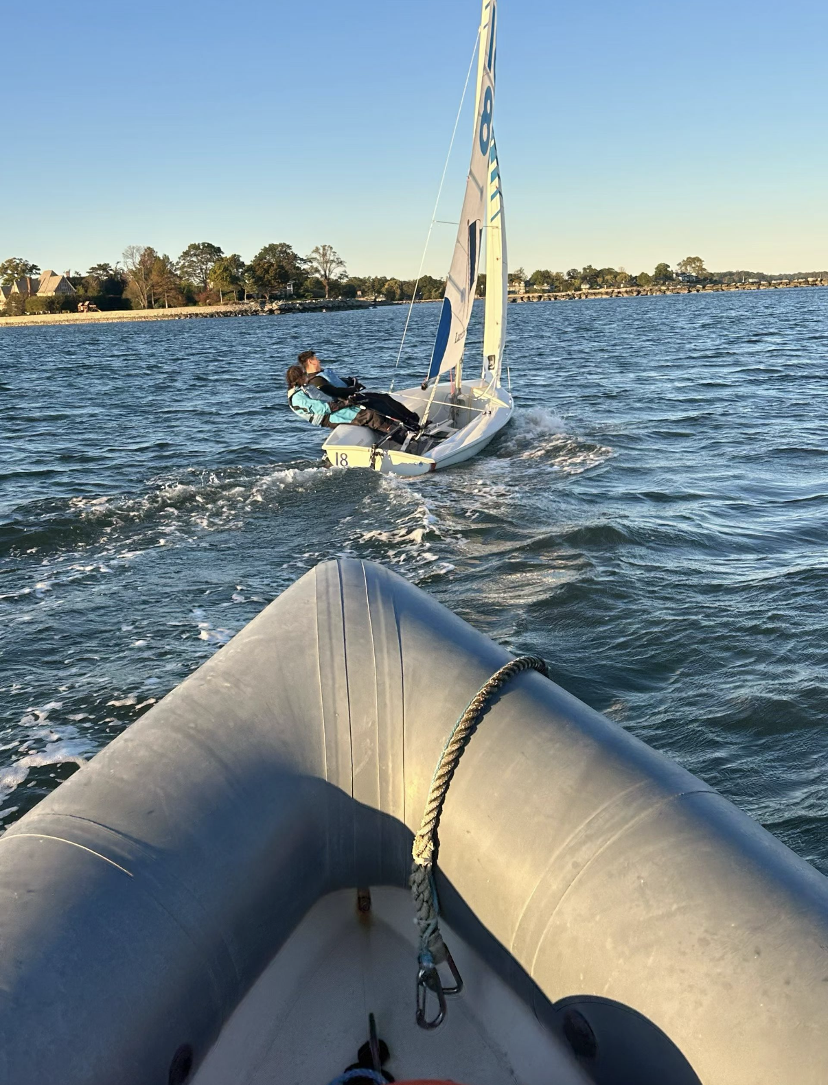 Pictured: Song saling on CU's sailing team.